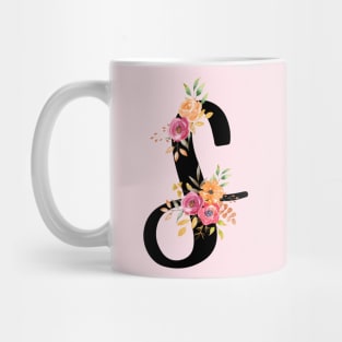 Letter S With Watercolor Floral Wreath Mug